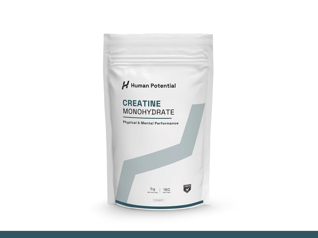 Package of Human Potential Creatine Monohydrate on a white background